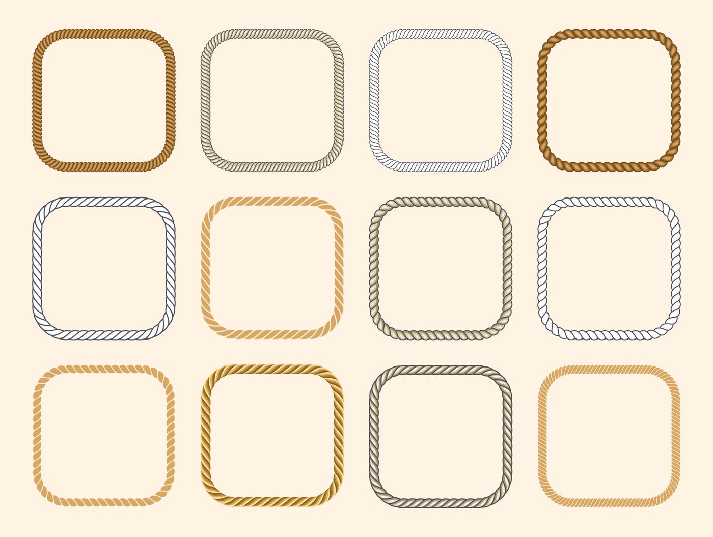 1400x1055 Square Nautical Ropes Vector Frames Set
