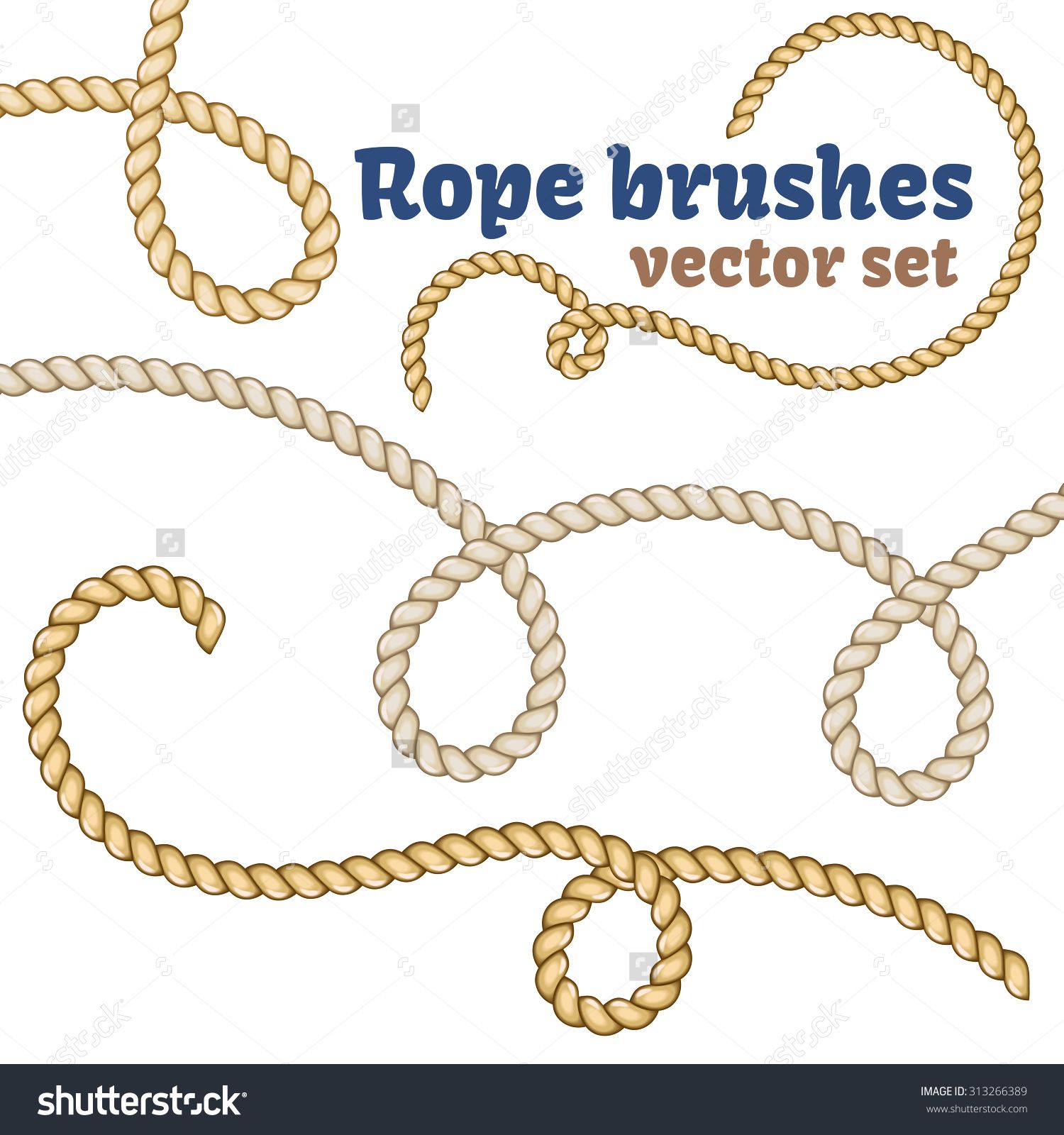 1500x1600 Nautical Rope Brushes Set Decorative Vector Knots Rope