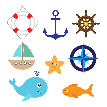 350x350 Nautical Vector Clipart Whale, Ship, Boat, Anchor, Ocean, Sea Tpt