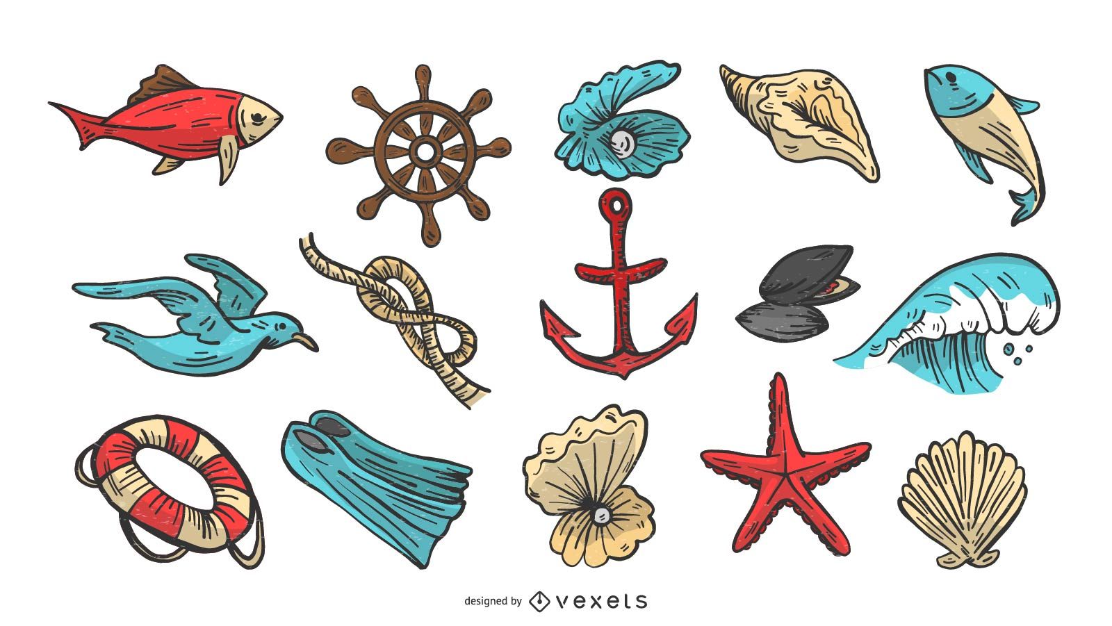 1600x901 Nautical Vector Illustration Set