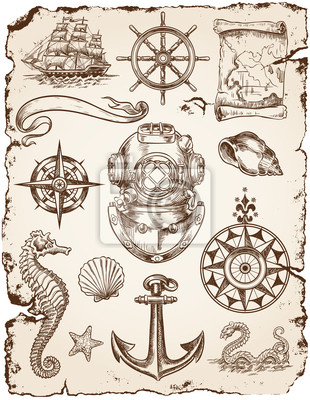 310x400 Nautical Vector Illustration Set Wall Mural Toronto Wallpaper Murals