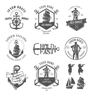 380x400 Set Of Vintage Nautical Vector Tattoo Art Vintage Nautical