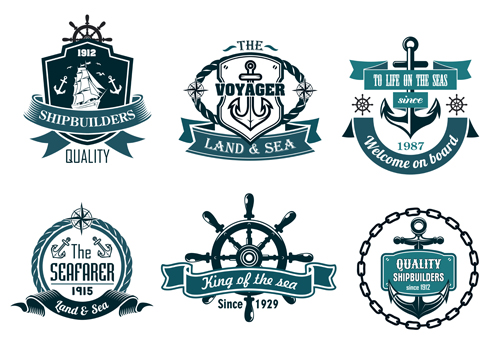 500x354 Vectors Free Download Retro Styles Nautical Labels Vector Material