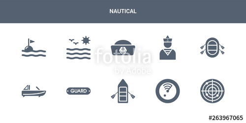 500x250 Nautical Vector Icons Such As Radar, Radar Detection, Raft