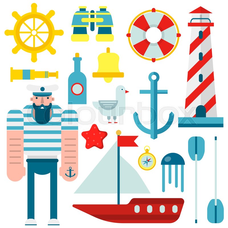 800x800 Marine And Nautical Vector Flat Icons Stock Vector Colourbox