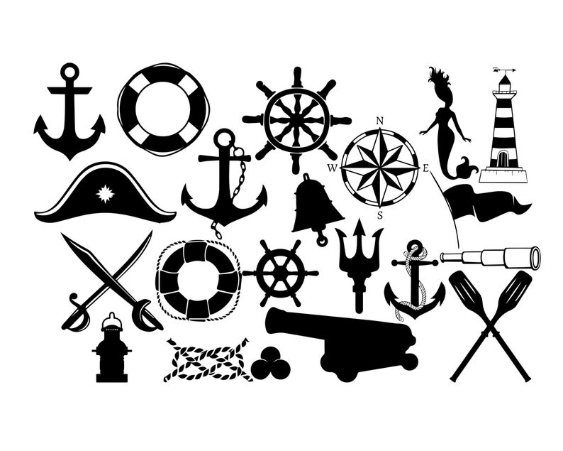 794x635 Nautical Silhouette Nautical Clipart Sea Sihouette Sailor Etsy