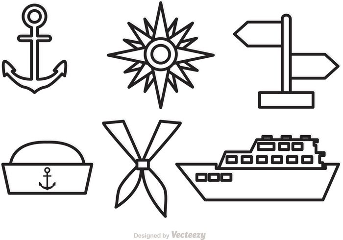 700x490 Nautical Vector Outline Icons