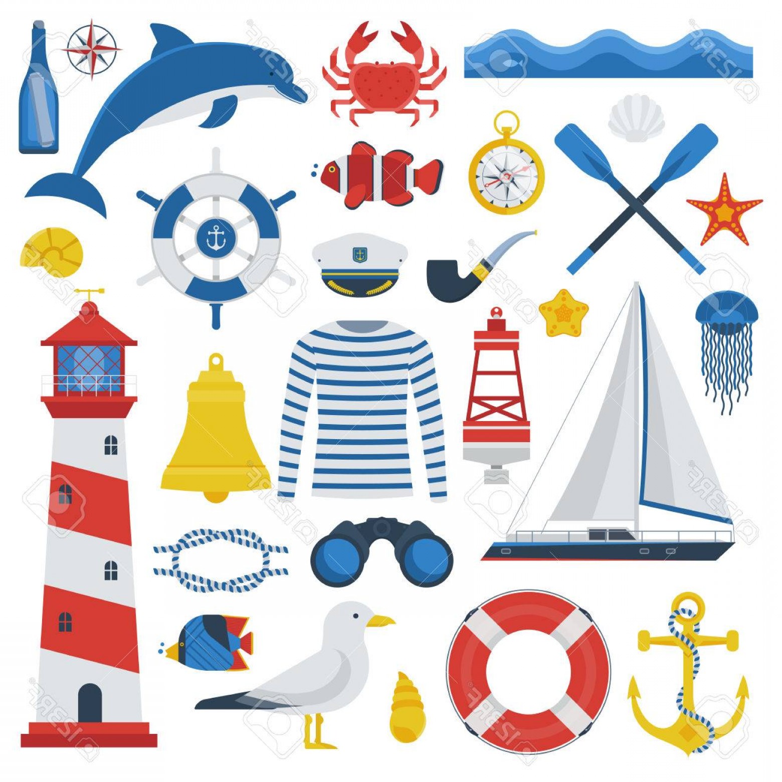 1560x1560 Photostock Vector Sea Travel Elements Collection Nautical Vector