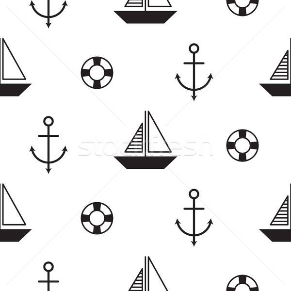 600x600 Sailboat Seamless Nautical Vector Pattern In Scandinavian Style