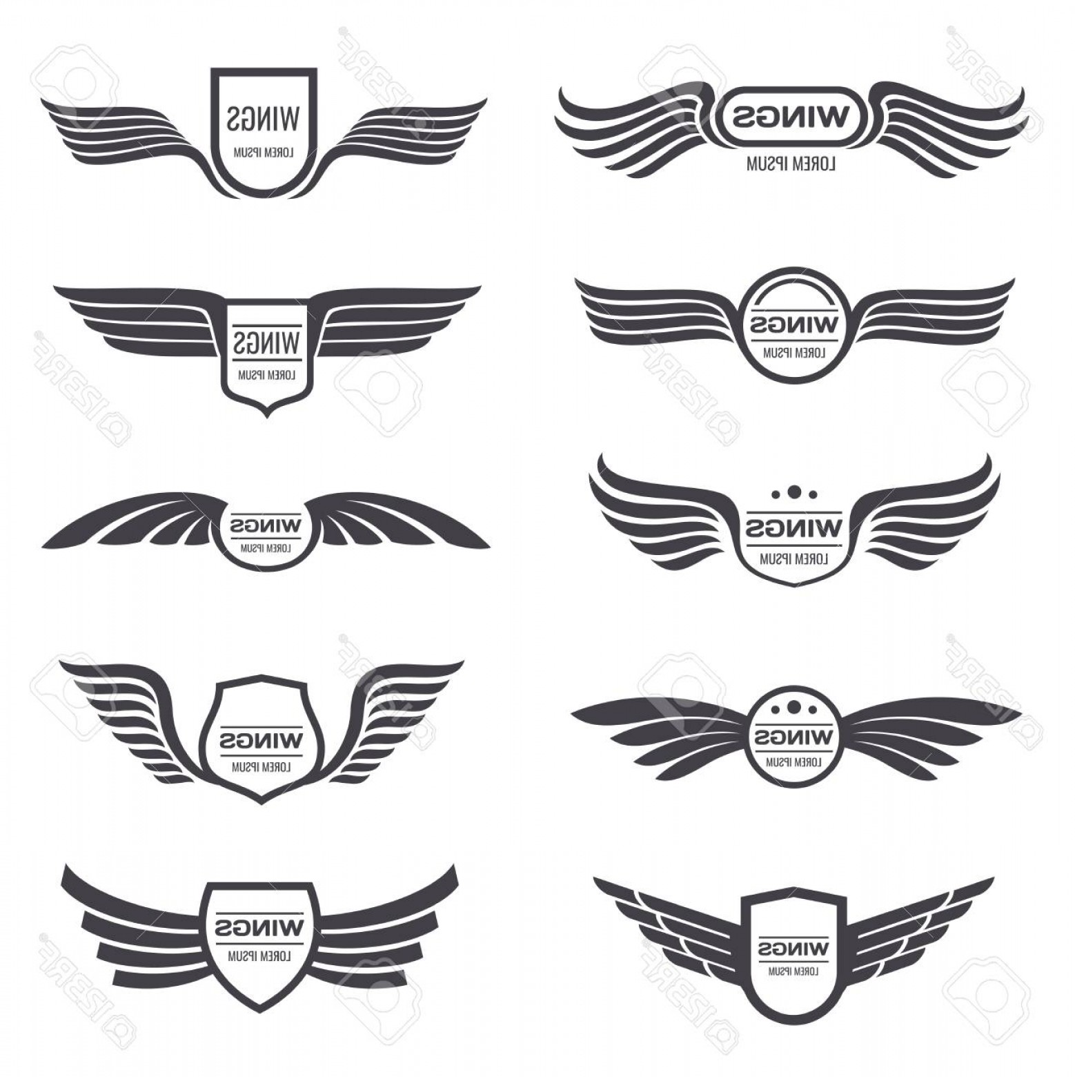 1558x1560 Photostock Vector Flying Eagle Wings Vector Logos Set Vintage