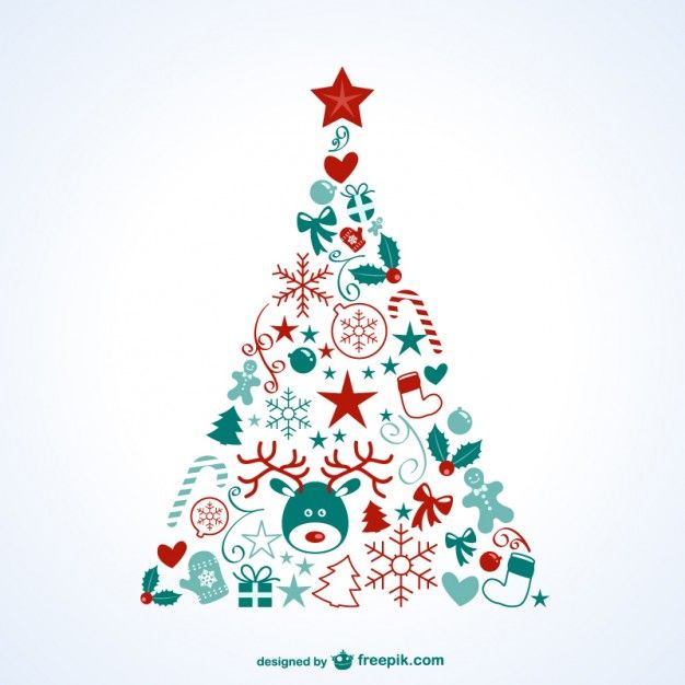 626x626 Christmas Tree With Icons Free Vector Christmas Christmas Tree