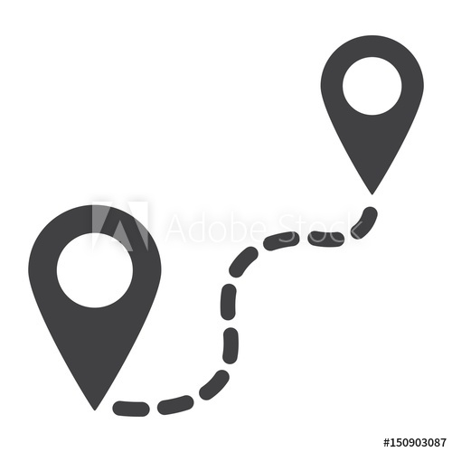 500x500 Distance Solid Icon, Navigation And Route, Map Pointer Vector