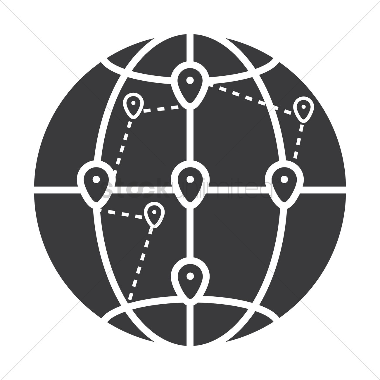 1300x1300 Globe Icon With Navigation Pointer Vector Image
