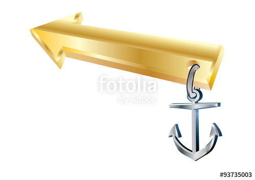 500x354 Gold Arrow With Navy Anchor, Vector Illustration Stock Image