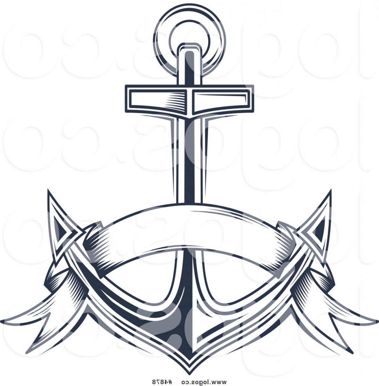1228x1252 Royalty Free Vector Of A Blue Anchor And Banner Logo