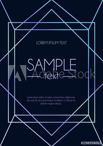355x500 Blue Elegant Design Template With Geometric Holographic Lines