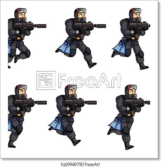 Free Art Print Of Navy Seal Animation Sprite Vector Illustration 561x581 Free Art Print Of Navy Seal Animation Sprite Vector Illustration