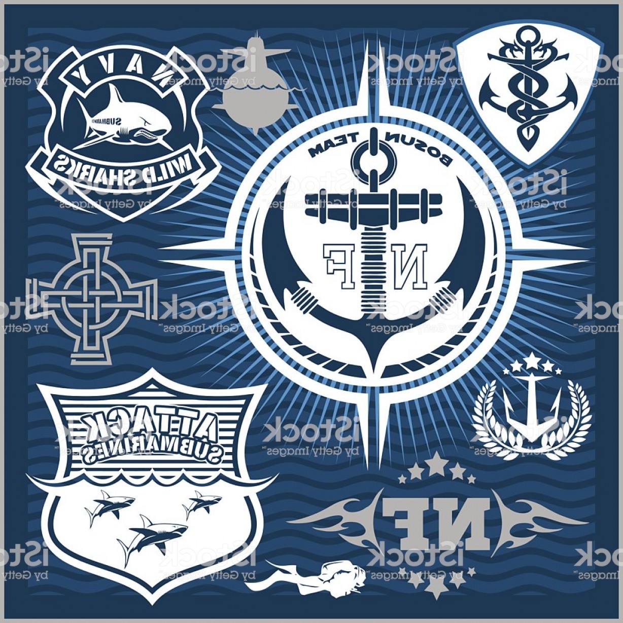 Military And Naval Forces Badges Design Elements Vector Set Gm 1228x1228 Military And Naval Forces Badges Design Elements Vector Set Gm
