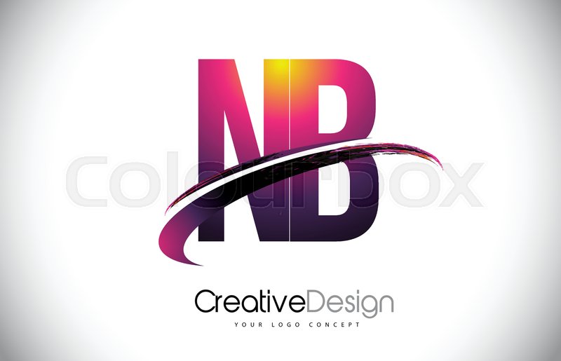 800x515 Nb N B Purple Letter Logo With Swoosh Stock Vector Colourbox