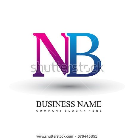 450x470 Initial Letter Logo Nb Colored Red And Blue, Vector Logo Design