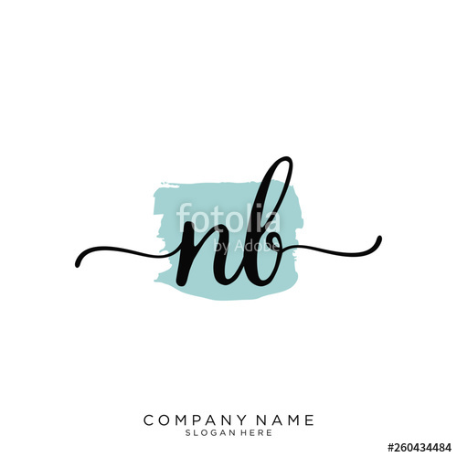 500x500 Nb Initial Handwriting Logo Vector Stock Image And Royalty Free