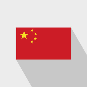 300x300 China Flag Long Shadow Design Vector Royalty Free Stock Image