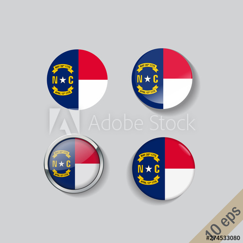 500x500 Set Of Round Buttons With The Image Of North Carolina State Flag