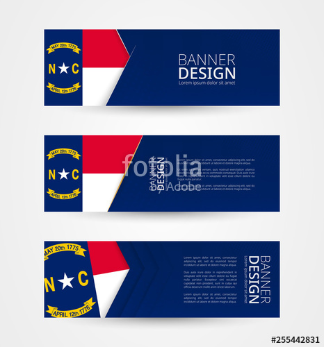 466x500 Set Of Three Horizontal Banners With Us State Flag Of North