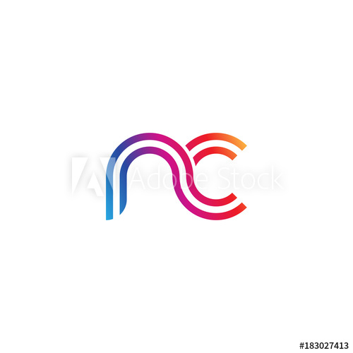 500x500 Initial Lowercase Letter Nc, Linked Outline Rounded Logo, Colorful