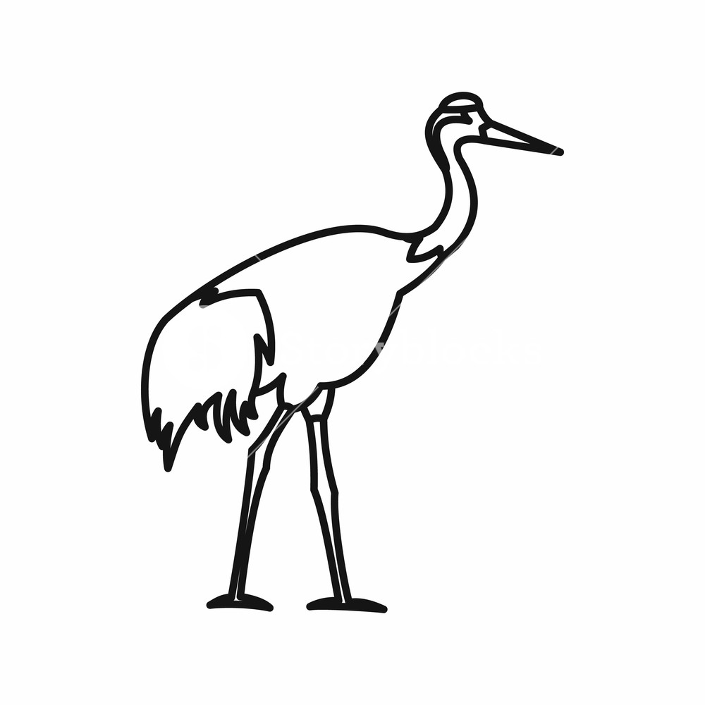 1000x1000 Japanese Crane Icon In Outline Style Isolated On White Background