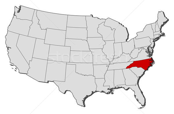 600x394 Map Of The United States, North Carolina Highlighted Vector