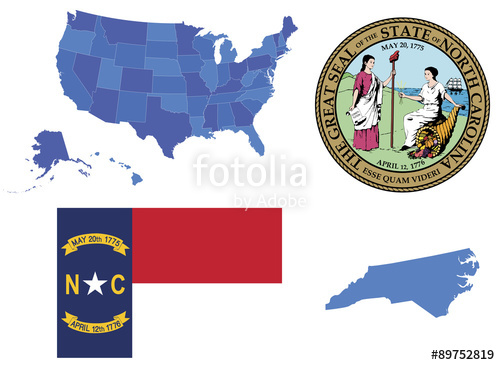 500x365 Vector Illustration Of North Carolina Contains High Detailed Map