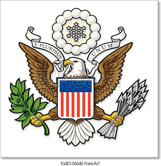 561x581 Free Art Print Of Us Great Seal Bald Eagle Highly Detailed Vector