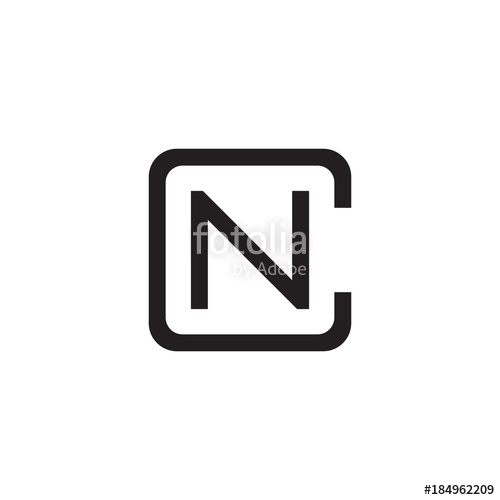 500x500 Initial Letter C And N, Cn, Nc, Overlapping N Inside C, Line Art