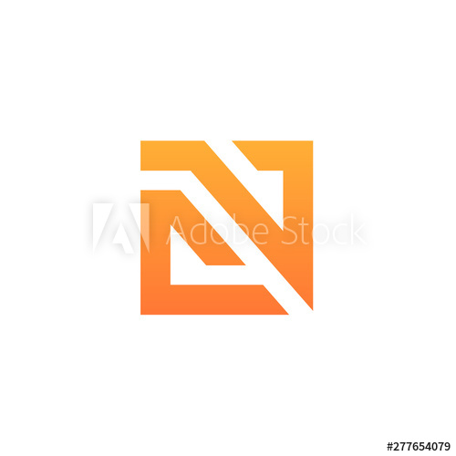 500x500 Creative Letter Cn Or Nc Logo Icon, Orange Color On White