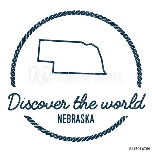 500x500 Nebraska Map Outline Vintage Discover The World Rubber Stamp