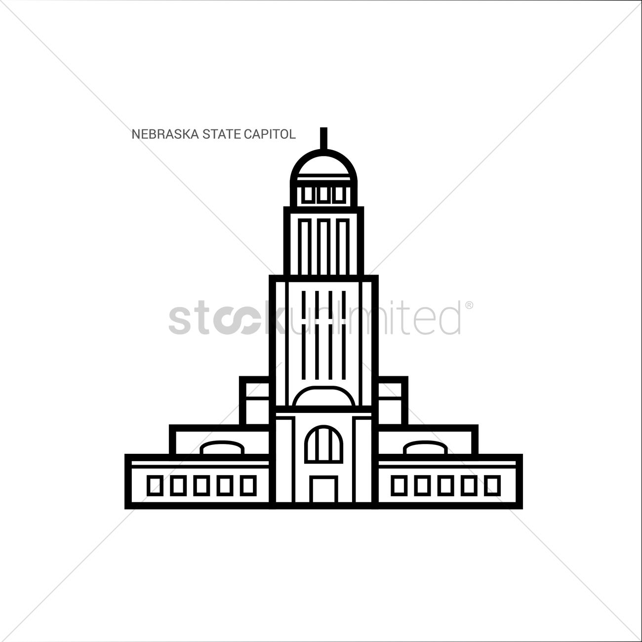 1300x1300 Nebraska State Capitol Vector Image