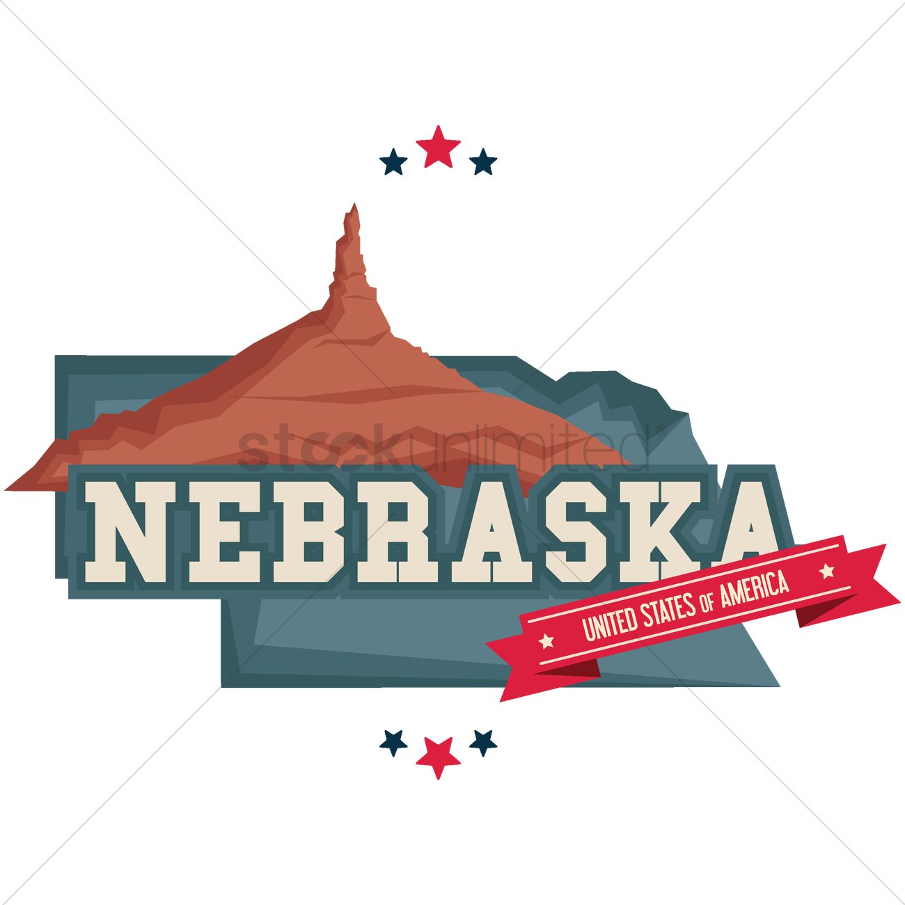 Nebraska Map With Chimney Rock Vector Image 1300x1300 Nebraska Map With Chimney Rock Vector Image