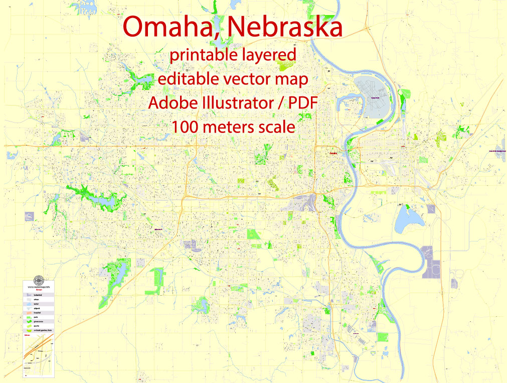 Omaha Printable Map, Nebraska, Us, Exact Vector Map Street G 1011x763 Omaha Printable Map, Nebraska, Us, Exact Vector Map Street G
