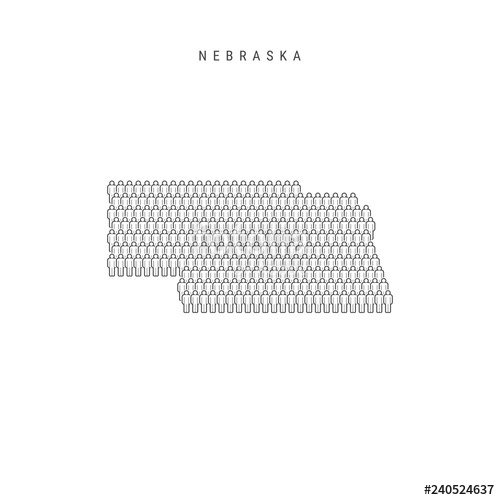 Vector People Map Of Nebraska, Us State Stylized Silhouette 500x500 Vector People Map Of Nebraska, Us State Stylized Silhouette