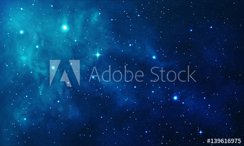 500x300 Beautiful Space With Blue Nebula, Realistic Vector