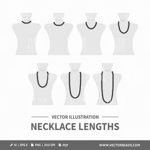 570x570 Necklace Length Chart Vector Illustration Etsy