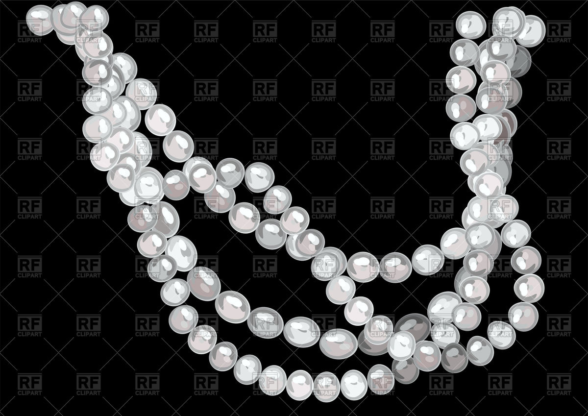 1200x849 Pearl Necklace Isolated On Black Background Vector Image