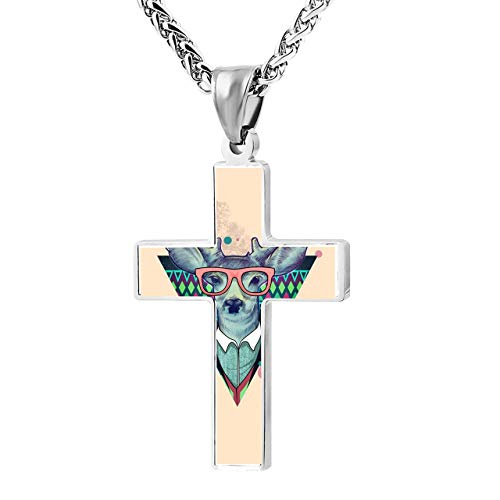 500x500 Cross Pendant Necklace Vector Reindeer Christian Religious Jewelry