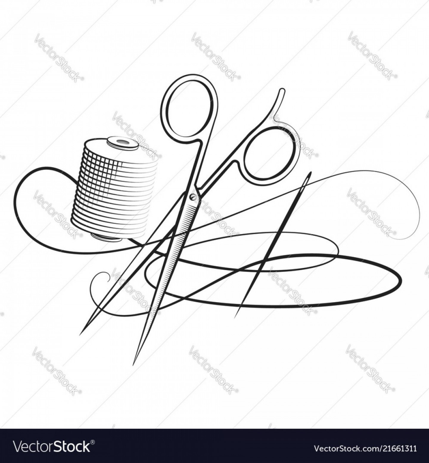 1440x1555 Scissors And Needle With Thread Vector Soidergi