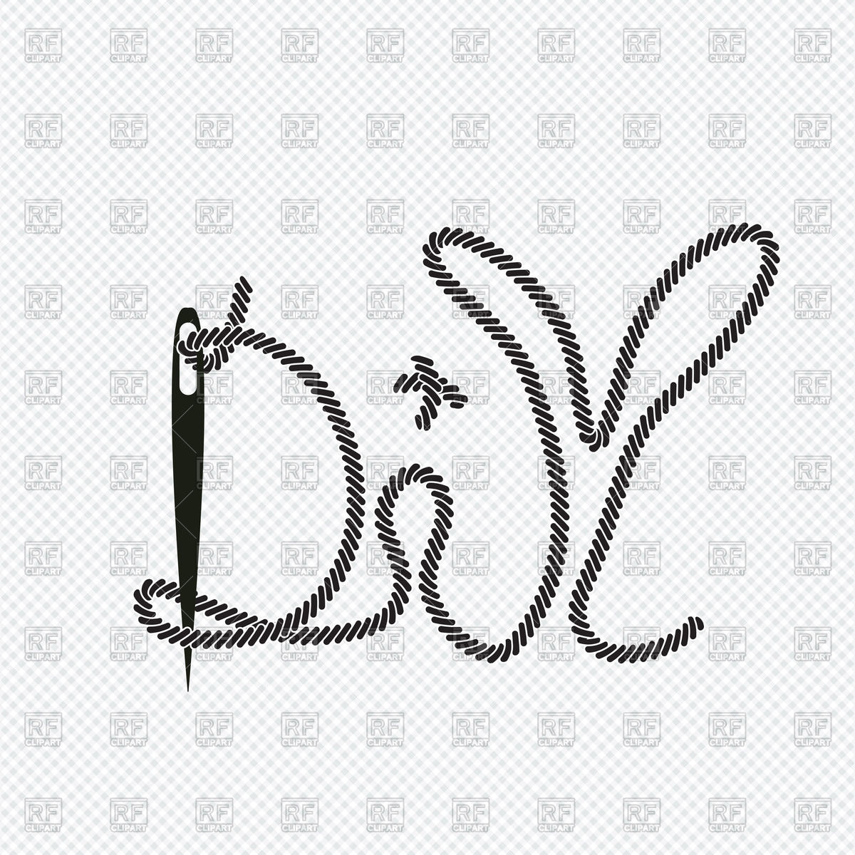 1200x1200 Word Diy From Needle With Thread Vector Image Of Fonts Type
