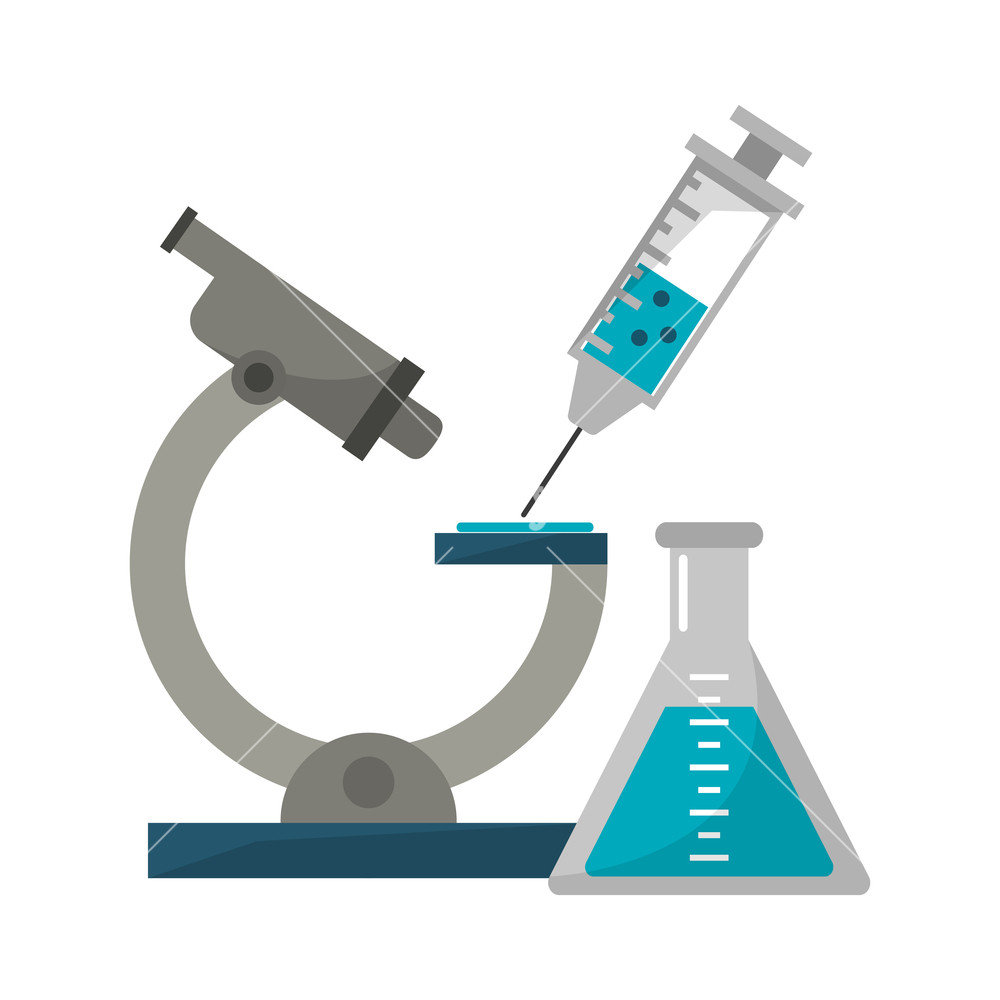 Medical And Healthcare Microscope Flask And Needle Vector 1000x1000 Medical And Healthcare Microscope Flask And Needle Vector