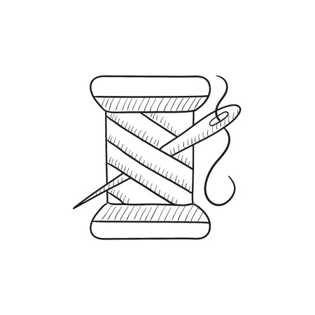 Spool Of Thread And Needle Vector Sketch Icon Isolated 450x450 Spool Of Thread And Needle Vector Sketch Icon Isolated