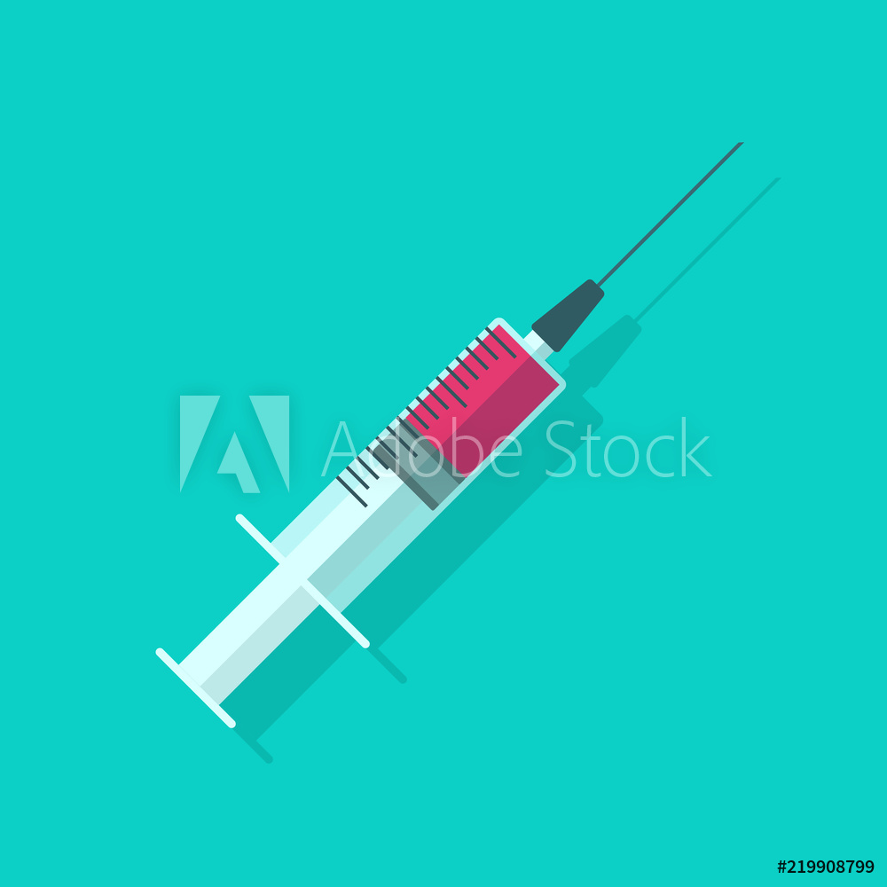 Fotografie, Obraz Syringe Vector Illustration, Flat Cartoon 1000x1000 Fotografie, Obraz Syringe Vector Illustration, Flat Cartoon