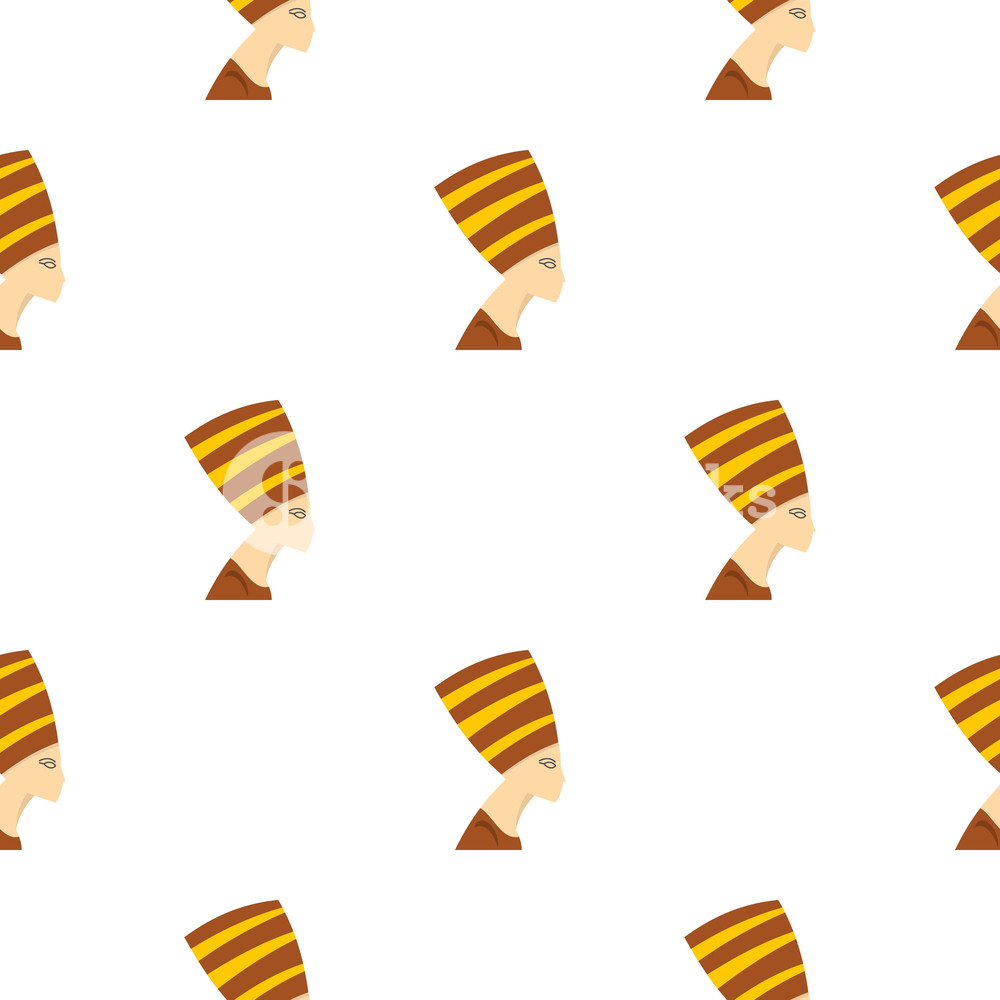 1000x1000 Nefertiti Head Pattern Seamless Background In Flat Style Repeat